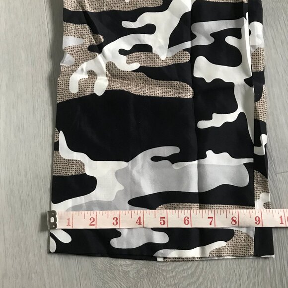 JC SE CASTELBAJAC PARIS SILK JUMPSUIT CAMO BLACK WHITE BROWN 36 - Picture 5 of 11